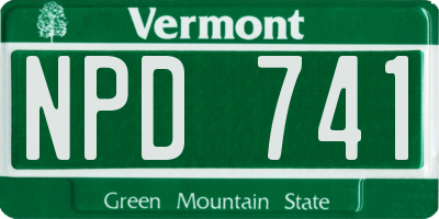 VT license plate NPD741