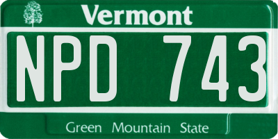 VT license plate NPD743