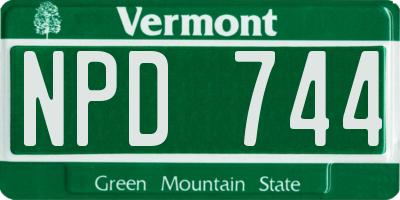 VT license plate NPD744