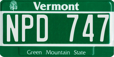 VT license plate NPD747