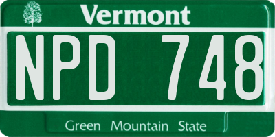 VT license plate NPD748