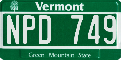 VT license plate NPD749