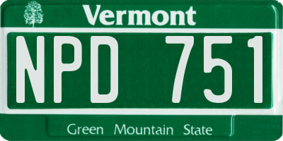 VT license plate NPD751