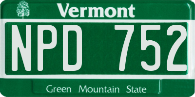 VT license plate NPD752