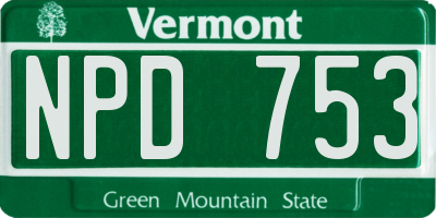VT license plate NPD753