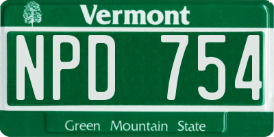 VT license plate NPD754