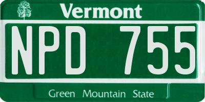 VT license plate NPD755