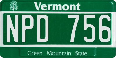 VT license plate NPD756