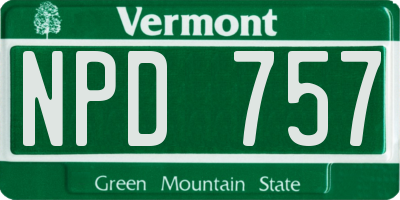 VT license plate NPD757