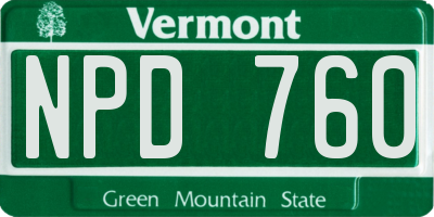 VT license plate NPD760