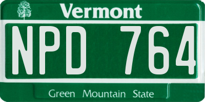VT license plate NPD764