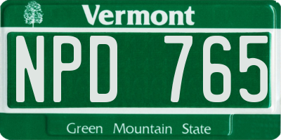 VT license plate NPD765