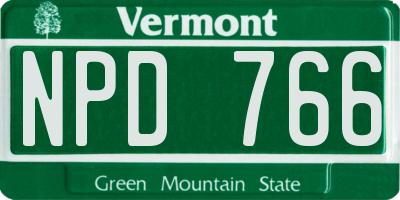VT license plate NPD766