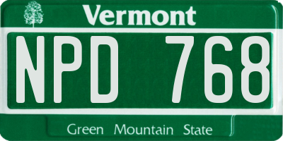 VT license plate NPD768