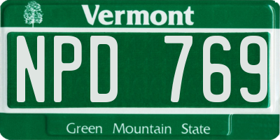 VT license plate NPD769