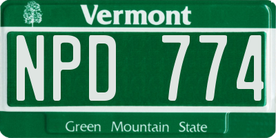 VT license plate NPD774