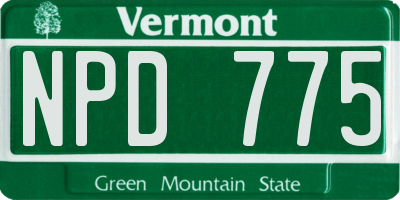 VT license plate NPD775