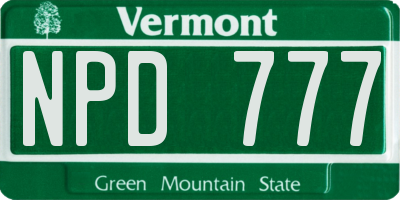 VT license plate NPD777