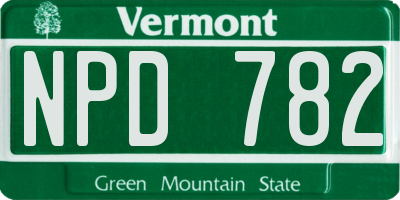 VT license plate NPD782