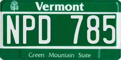 VT license plate NPD785