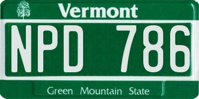 VT license plate NPD786