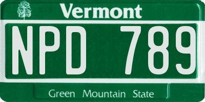 VT license plate NPD789
