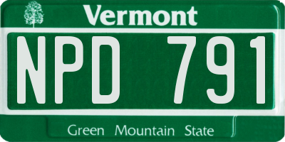 VT license plate NPD791