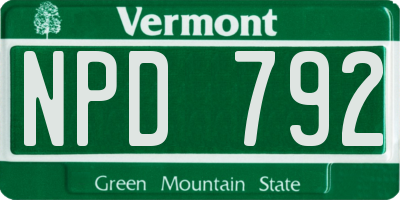 VT license plate NPD792