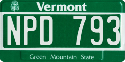 VT license plate NPD793