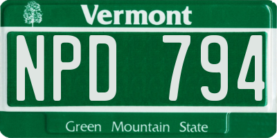 VT license plate NPD794