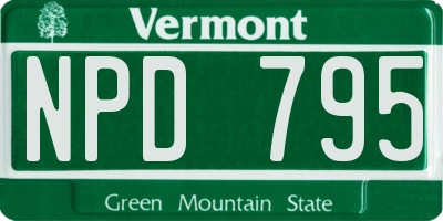 VT license plate NPD795