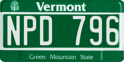VT license plate NPD796