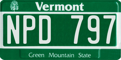VT license plate NPD797
