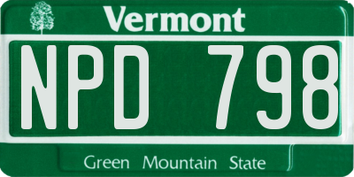 VT license plate NPD798