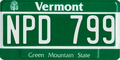 VT license plate NPD799