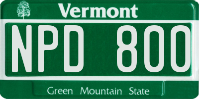 VT license plate NPD800