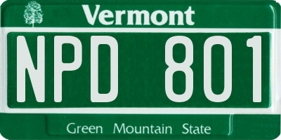 VT license plate NPD801