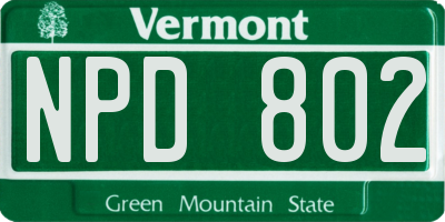 VT license plate NPD802