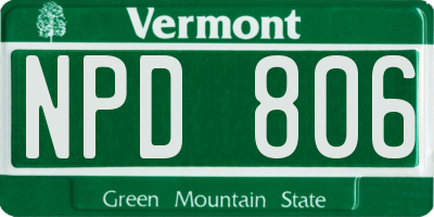 VT license plate NPD806