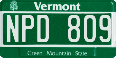 VT license plate NPD809