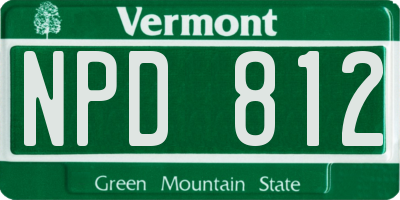 VT license plate NPD812