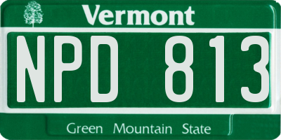 VT license plate NPD813