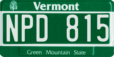VT license plate NPD815