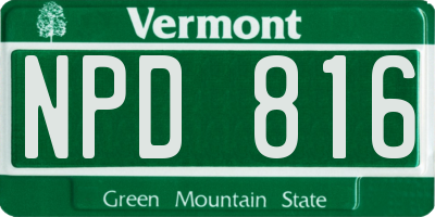 VT license plate NPD816