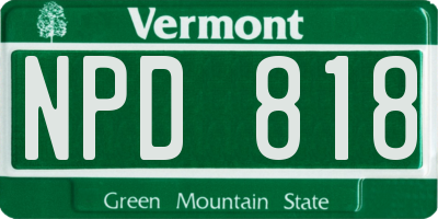 VT license plate NPD818