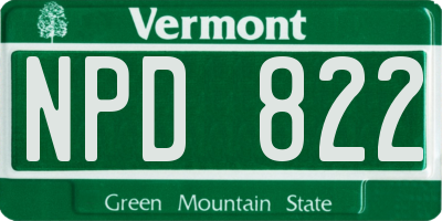VT license plate NPD822