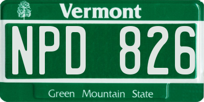 VT license plate NPD826