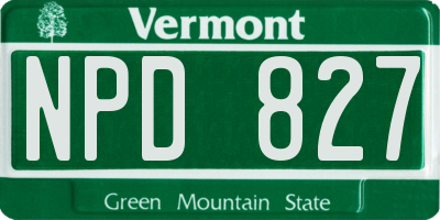 VT license plate NPD827