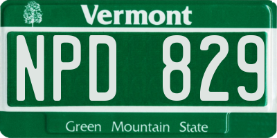 VT license plate NPD829