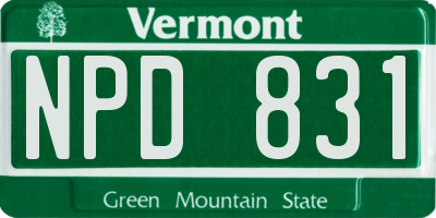 VT license plate NPD831